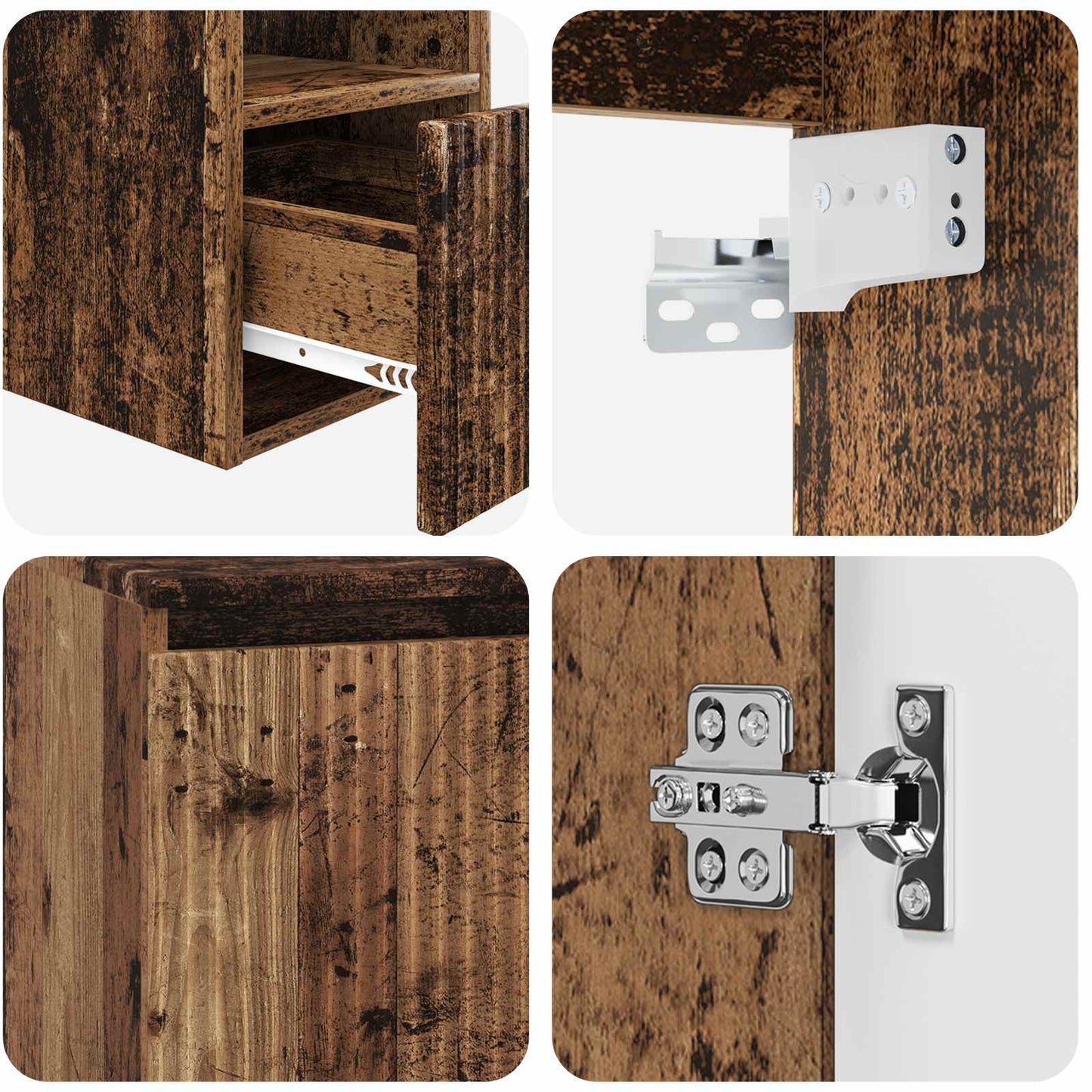 Bathroom Cabinet Set 3 pcs Old Wood 49.5 x 41 x 63 cm