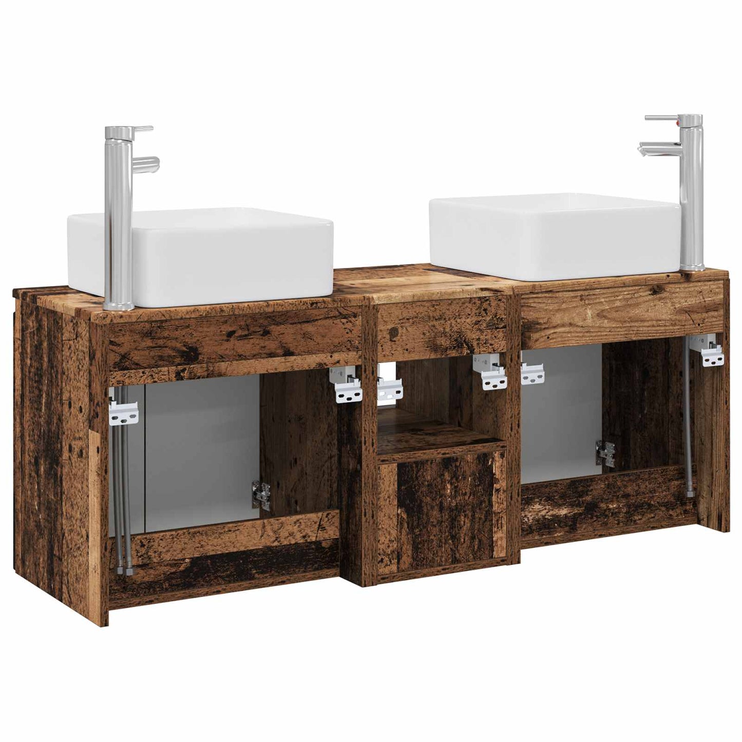 Bathroom Cabinet Set 3 pcs Old Wood 49.5 x 41 x 63 cm