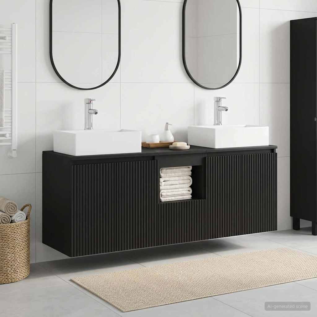 Bathroom Cabinet Set 3 pcs Black 49.5 x 41 x 62.5 cm