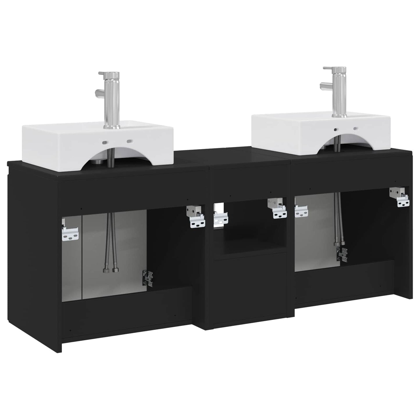Bathroom Cabinet Set 3 pcs Black 49.5 x 41 x 62.5 cm