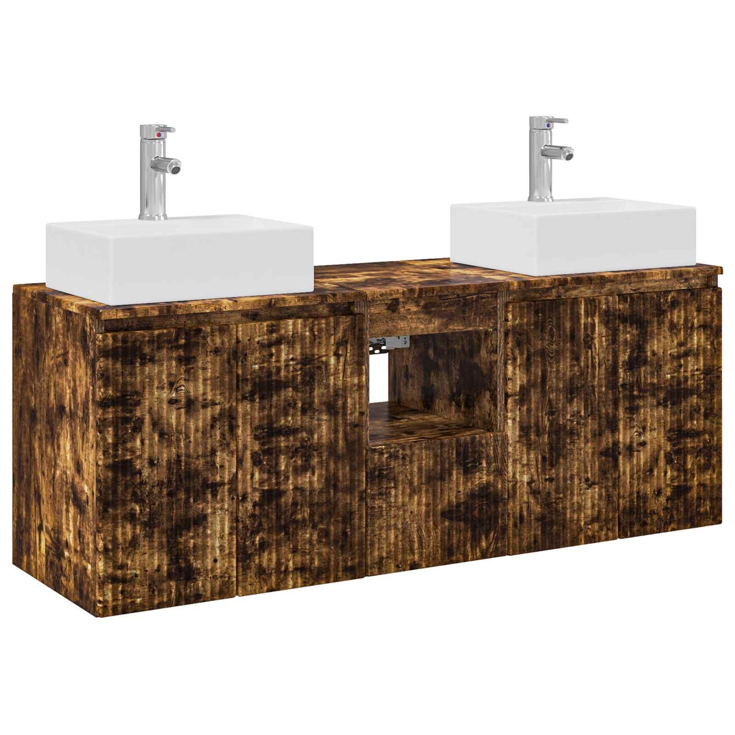 Bathroom Cabinet Set 3 pcs Smoked Oak 49.5 x 41 x 62.5 cm