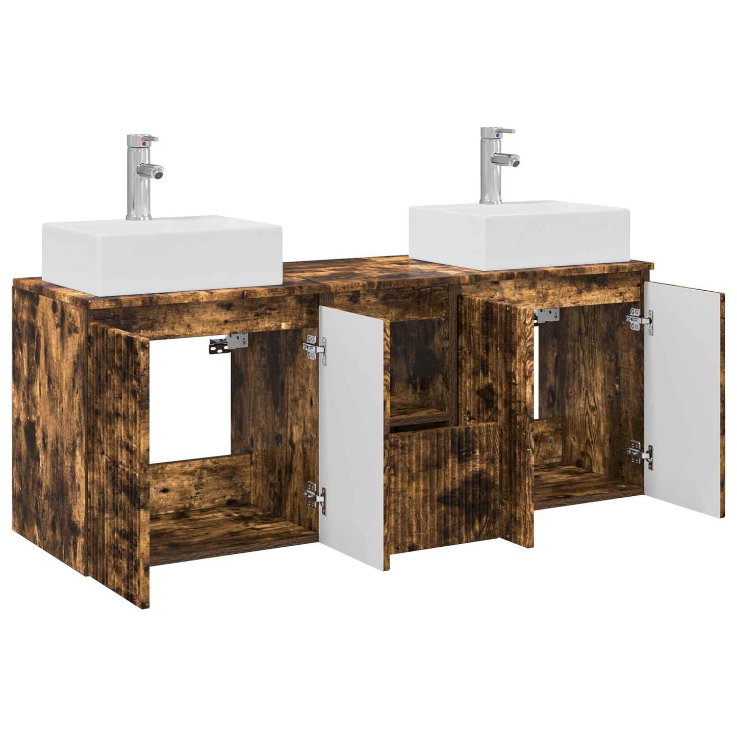 Bathroom Cabinet Set 3 pcs Smoked Oak 49.5 x 41 x 62.5 cm