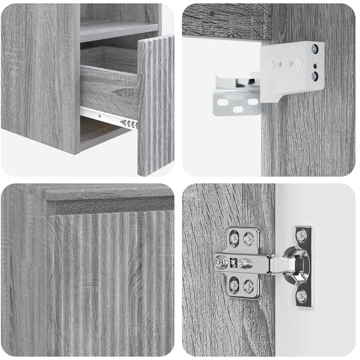 Bathroom Cabinet Set 3 pcs Grey Sonoma 49.5 x 41 x 62.5 cm