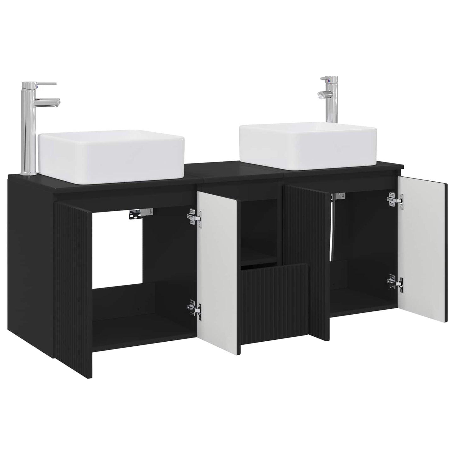 Bathroom Cabinet Set 3 pcs Black 53 x 35 x 63 cm