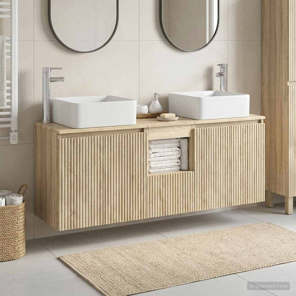 Bathroom Cabinet Set 3 pcs Sonoma Oak 53 x 35 x 63 cm