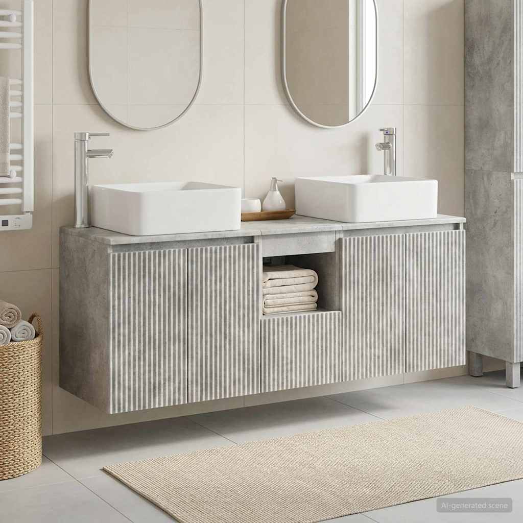 Bathroom Cabinet Set 3 pcs Concrete Grey 53 x 35 x 63 cm