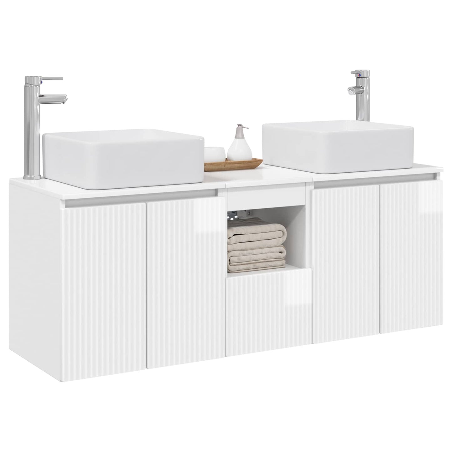 Bathroom Cabinet Set 3 pcs High Gloss White 53 x 35 x 63 cm