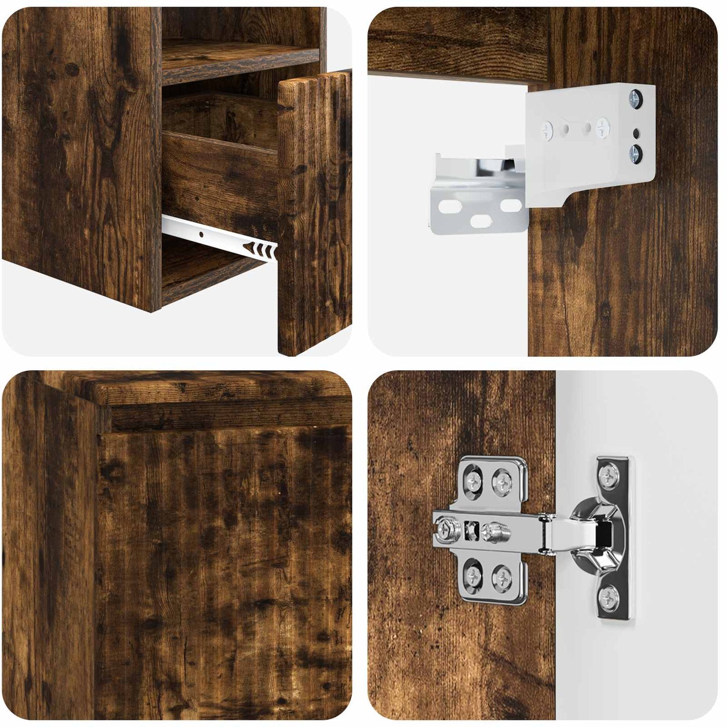 Bathroom Cabinet Set 3 pcs Smoked Oak 53 x 35 x 63 cm
