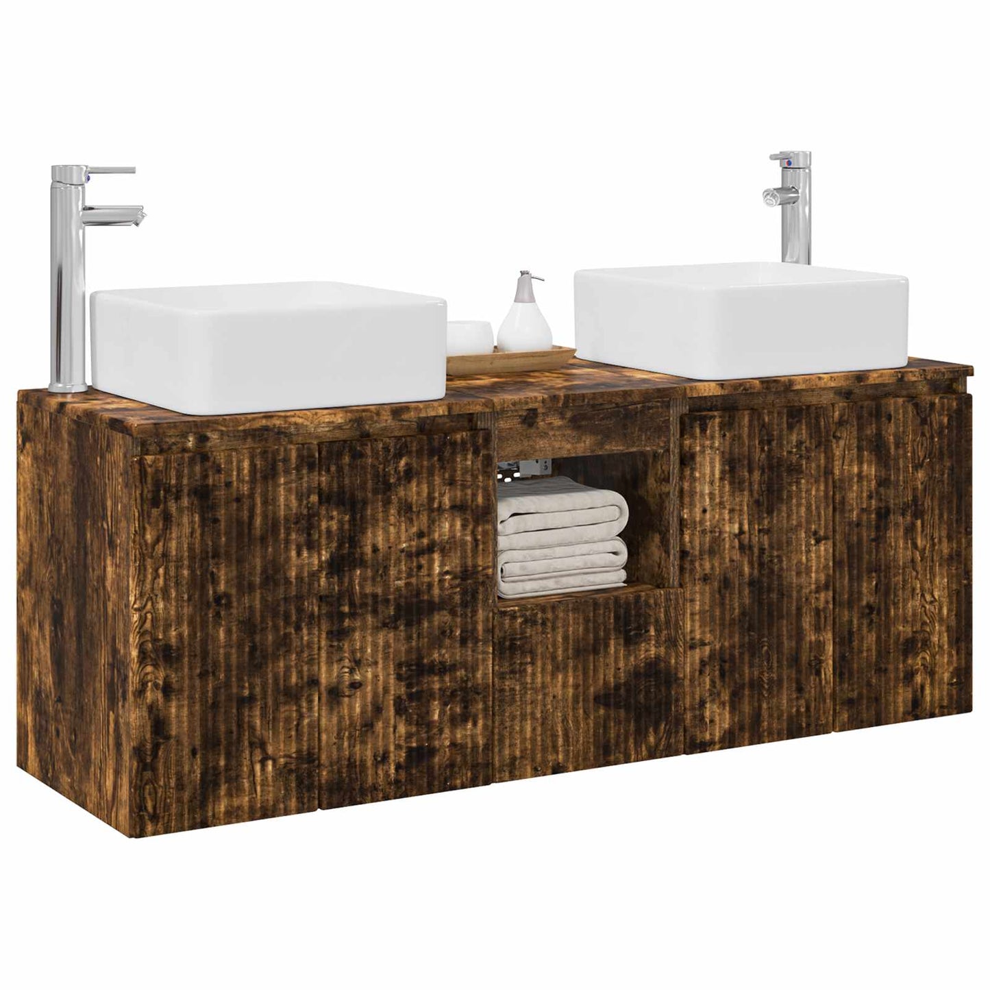 Bathroom Cabinet Set 3 pcs Smoked Oak 53 x 35 x 63 cm