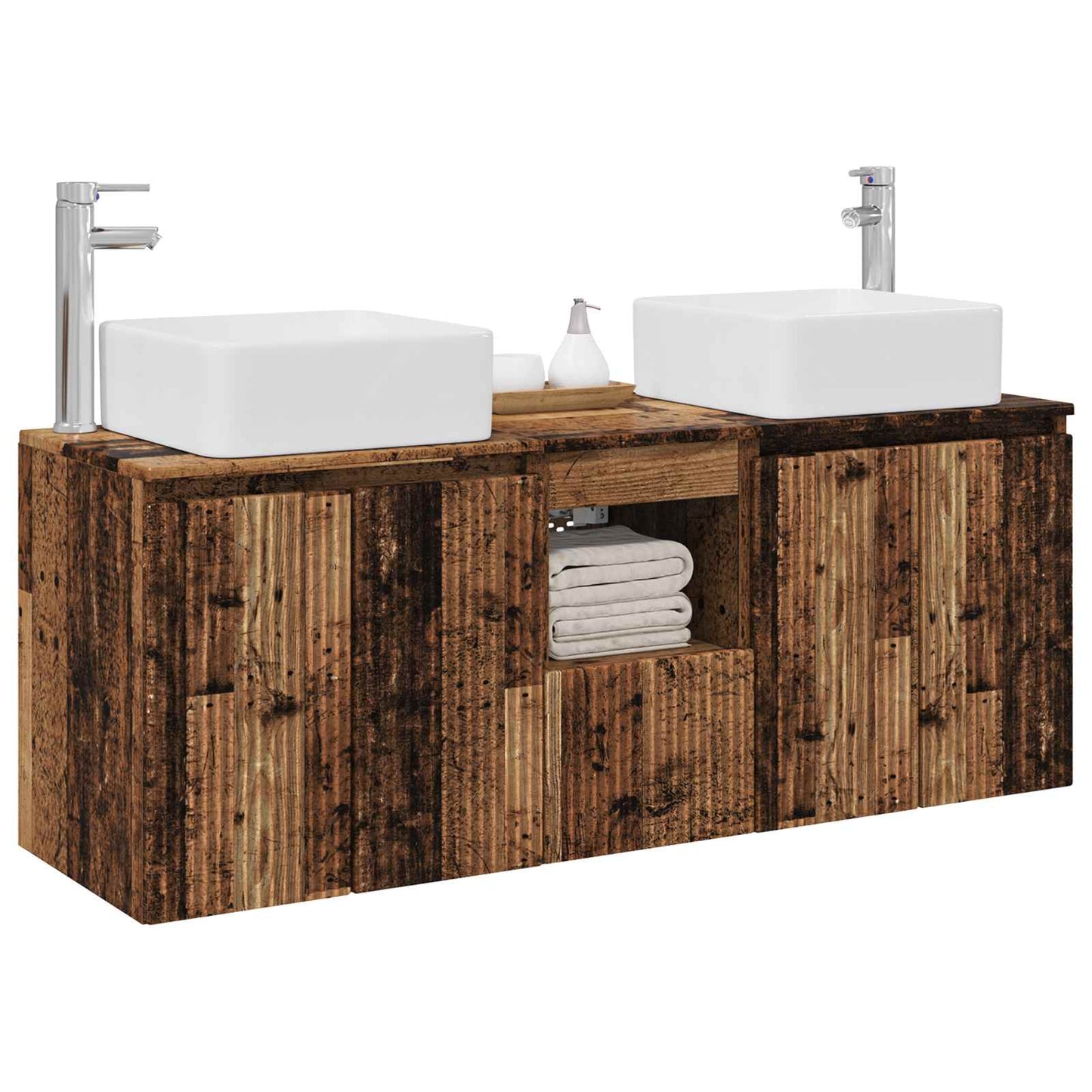 Bathroom Cabinet Set 3 pcs Old Wood 53 x 35 x 63 cm