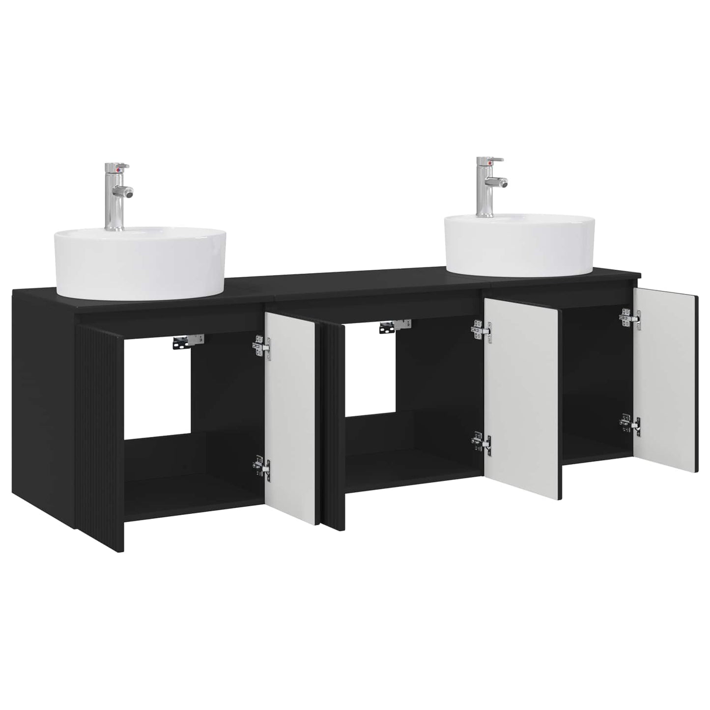 Bathroom Cabinet Set 3 pcs Black 49.5 x 44.5 x 65 cm