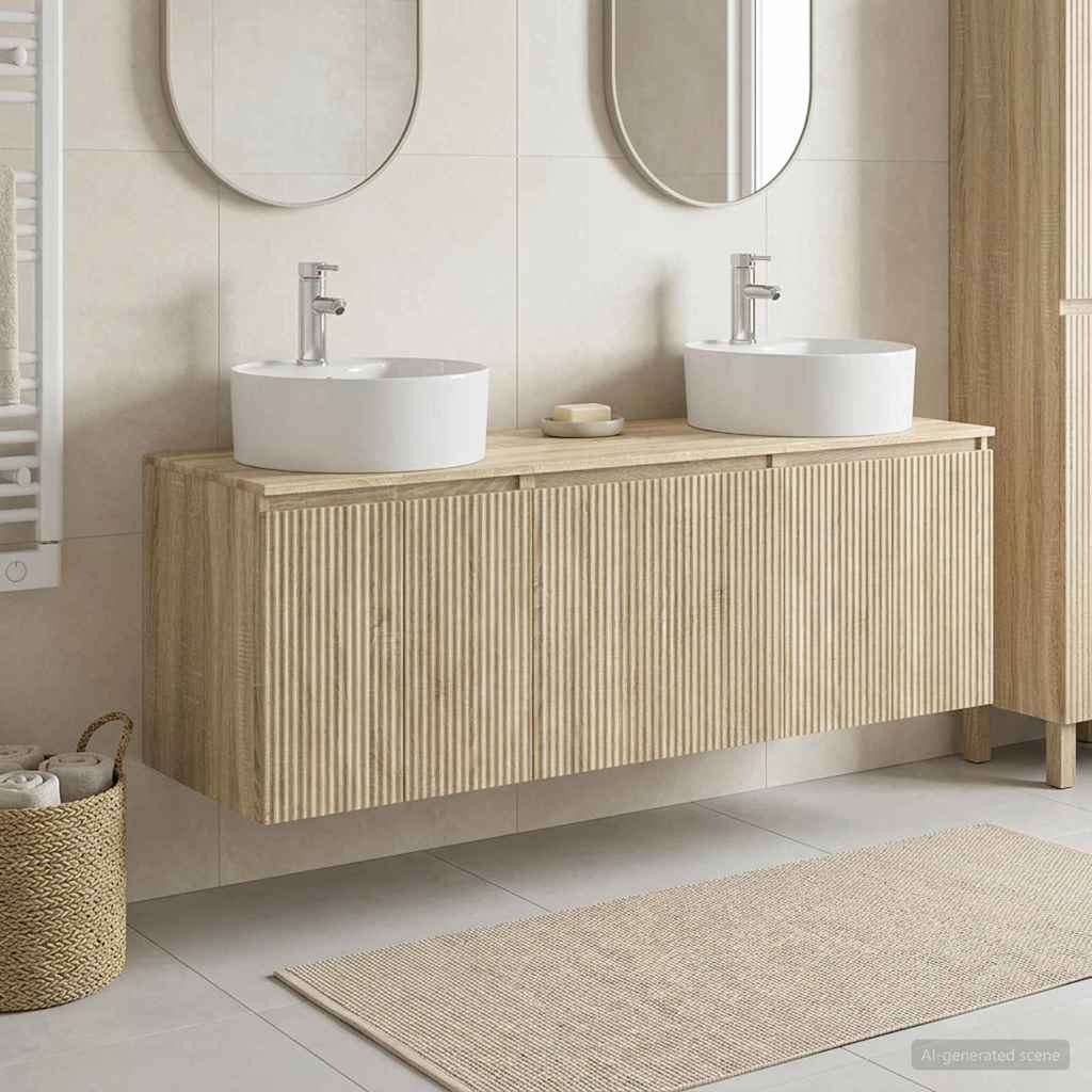 Bathroom Cabinet Set 3 pcs Sonoma Oak 49.5 x 44.5 x 65 cm