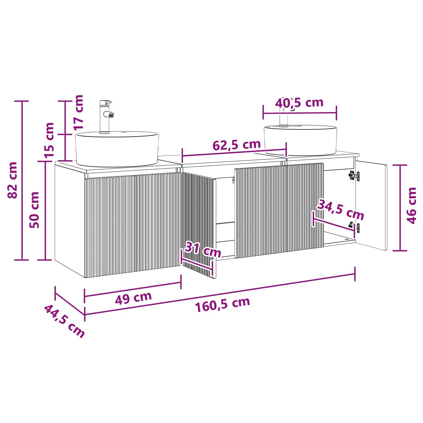 Bathroom Cabinet Set 3 pcs Grey Sonoma 49.5 x 44.5 x 65 cm