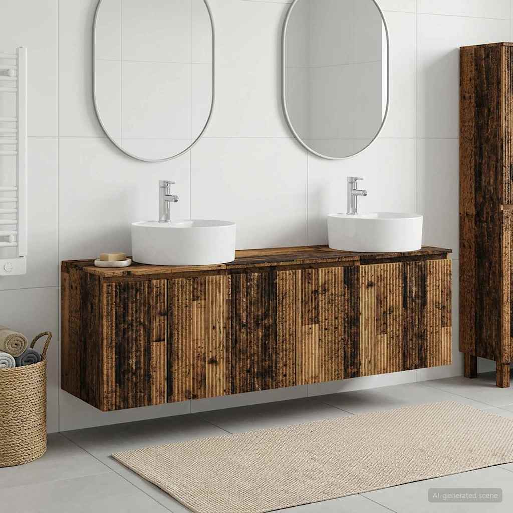 Bathroom Cabinet Set 3 pcs Old Wood 49.5 x 44.5 x 65 cm