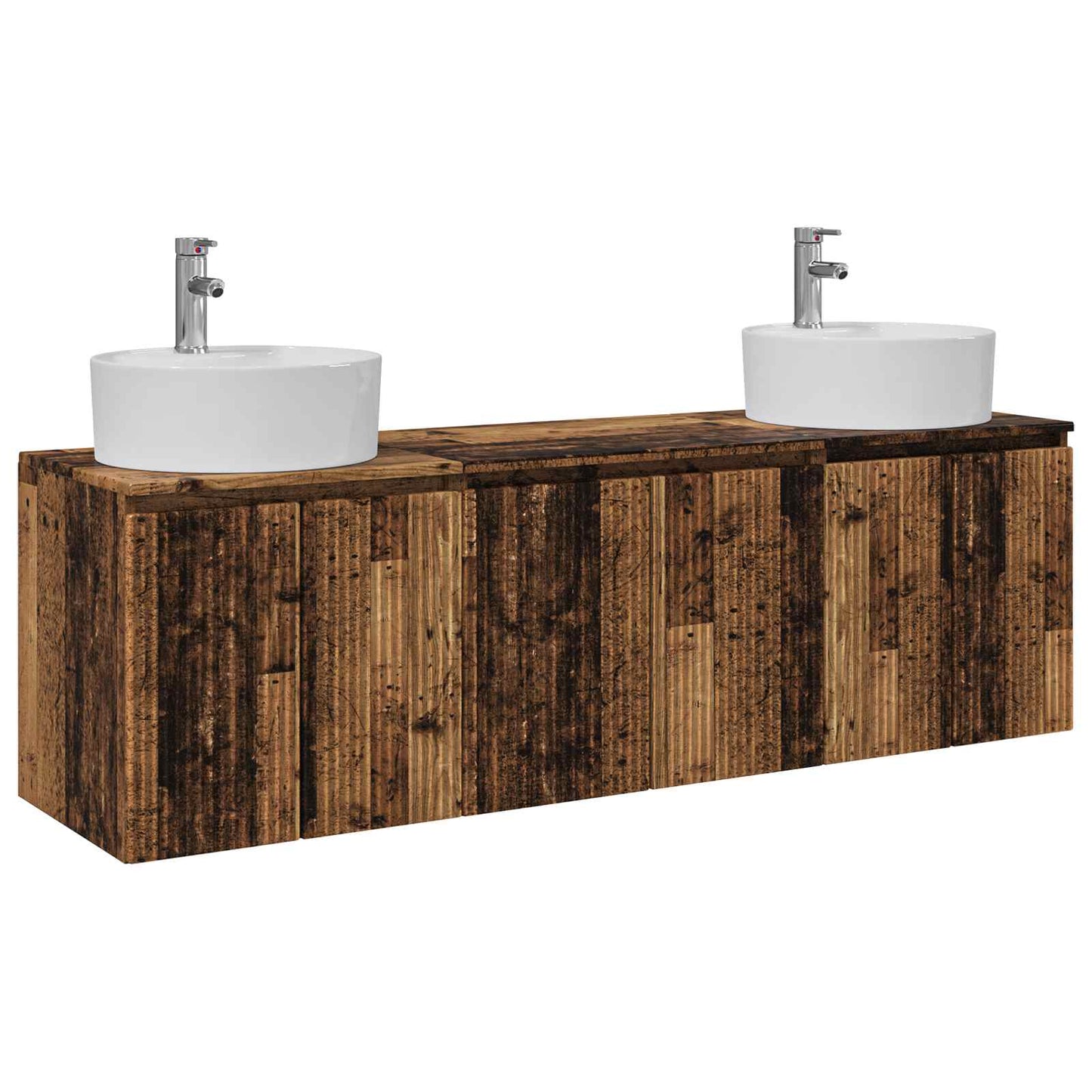 Bathroom Cabinet Set 3 pcs Old Wood 49.5 x 44.5 x 65 cm