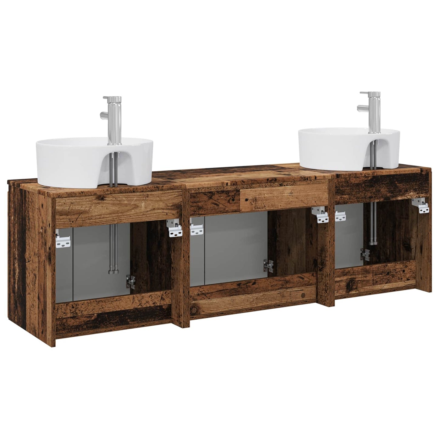 Bathroom Cabinet Set 3 pcs Old Wood 49.5 x 44.5 x 65 cm