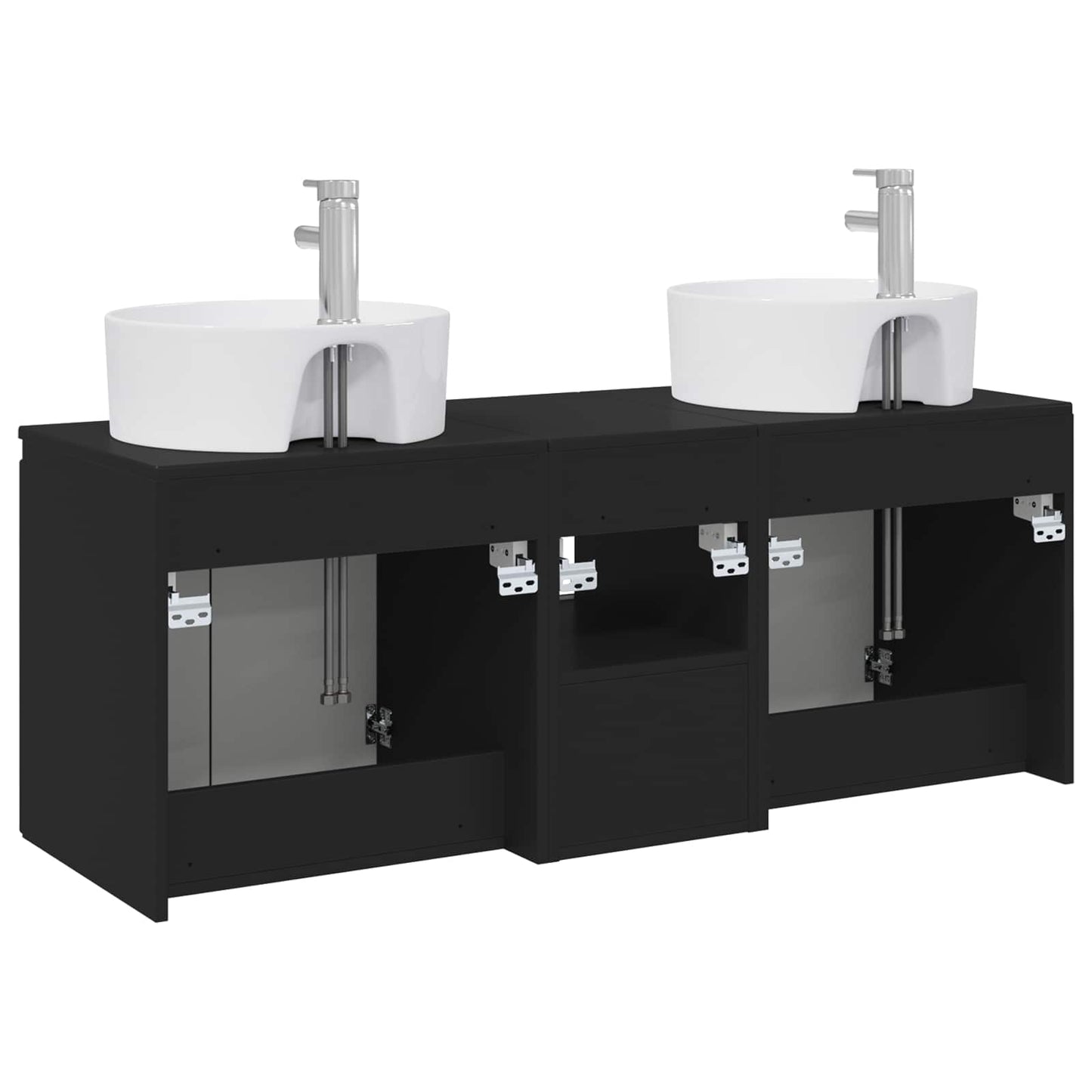 Bathroom Cabinet Set 3 pcs Black 49.5 x 44.5 x 65 cm