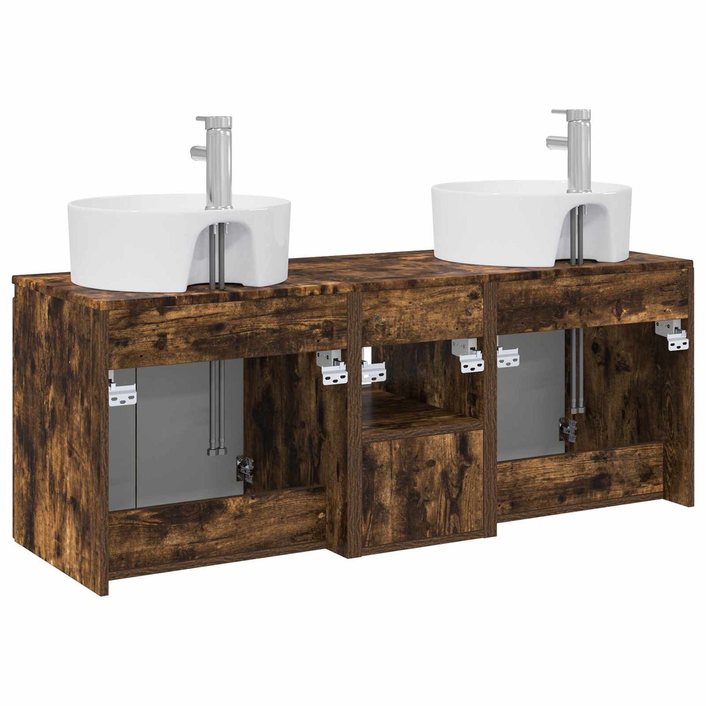Bathroom Cabinet Set 3 pcs Smoked Oak 49.5 x 44.5 x 65 cm
