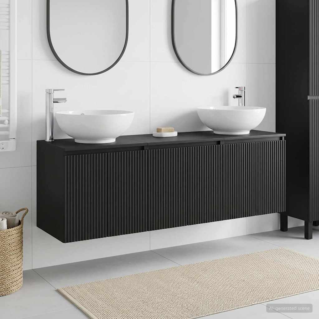 Bathroom Cabinet Set 3 pcs Black 49.5 x 44.5 x 65 cm