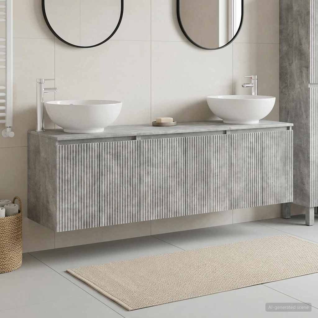 Bathroom Cabinet Set 3 pcs Concrete Grey 49.5 x 44.5 x 65 cm