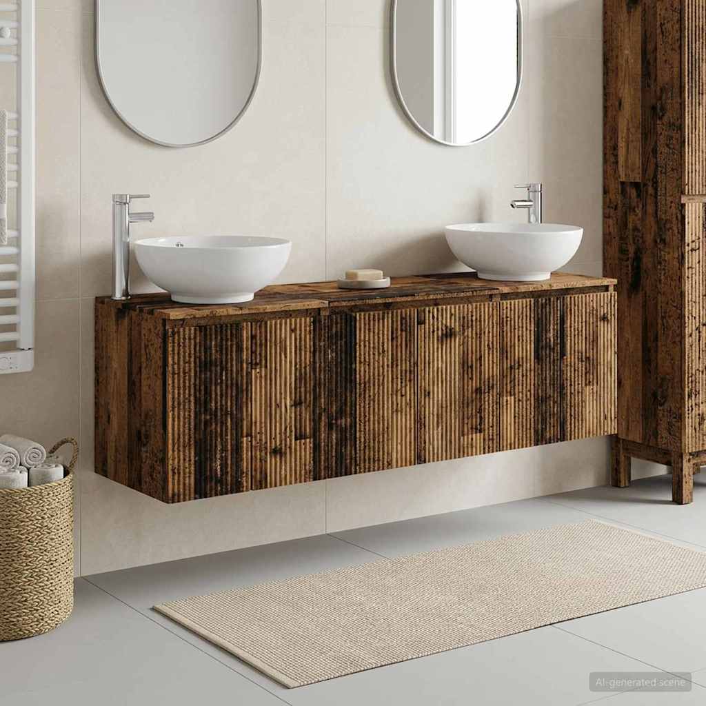 Bathroom Cabinet Set 3 pcs Old Wood 49.5 x 44.5 x 65 cm