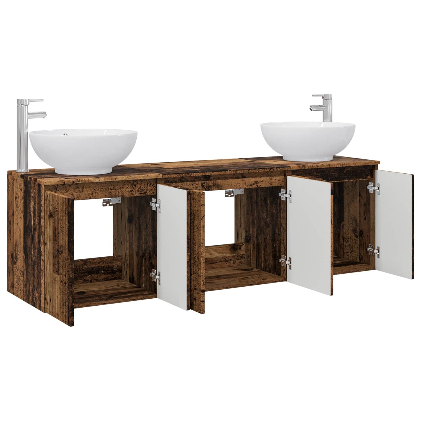 Bathroom Cabinet Set 3 pcs Old Wood 49.5 x 44.5 x 65 cm