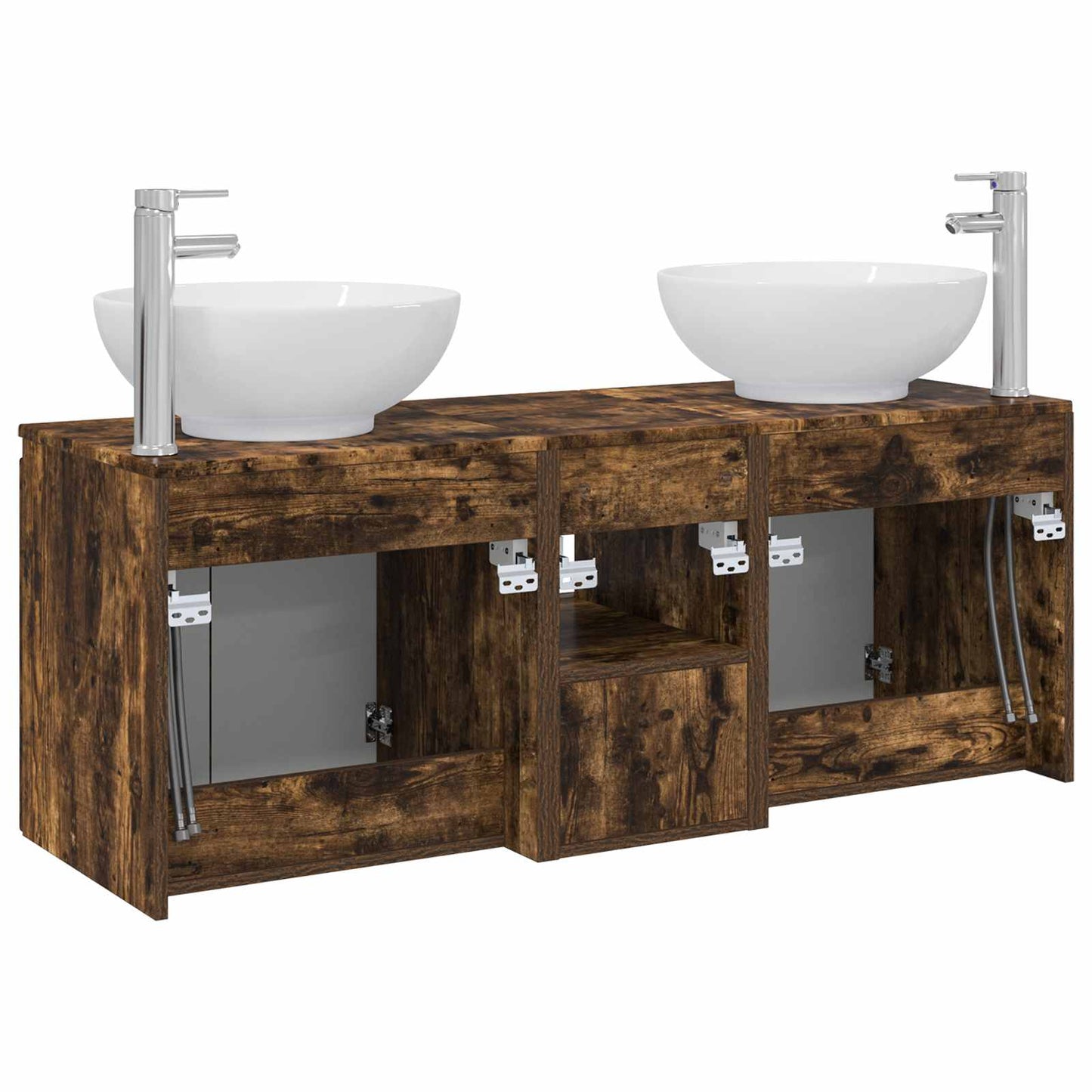 Bathroom Cabinet Set 3 pcs Smoked Oak 49.5 x 44.5 x 65 cm