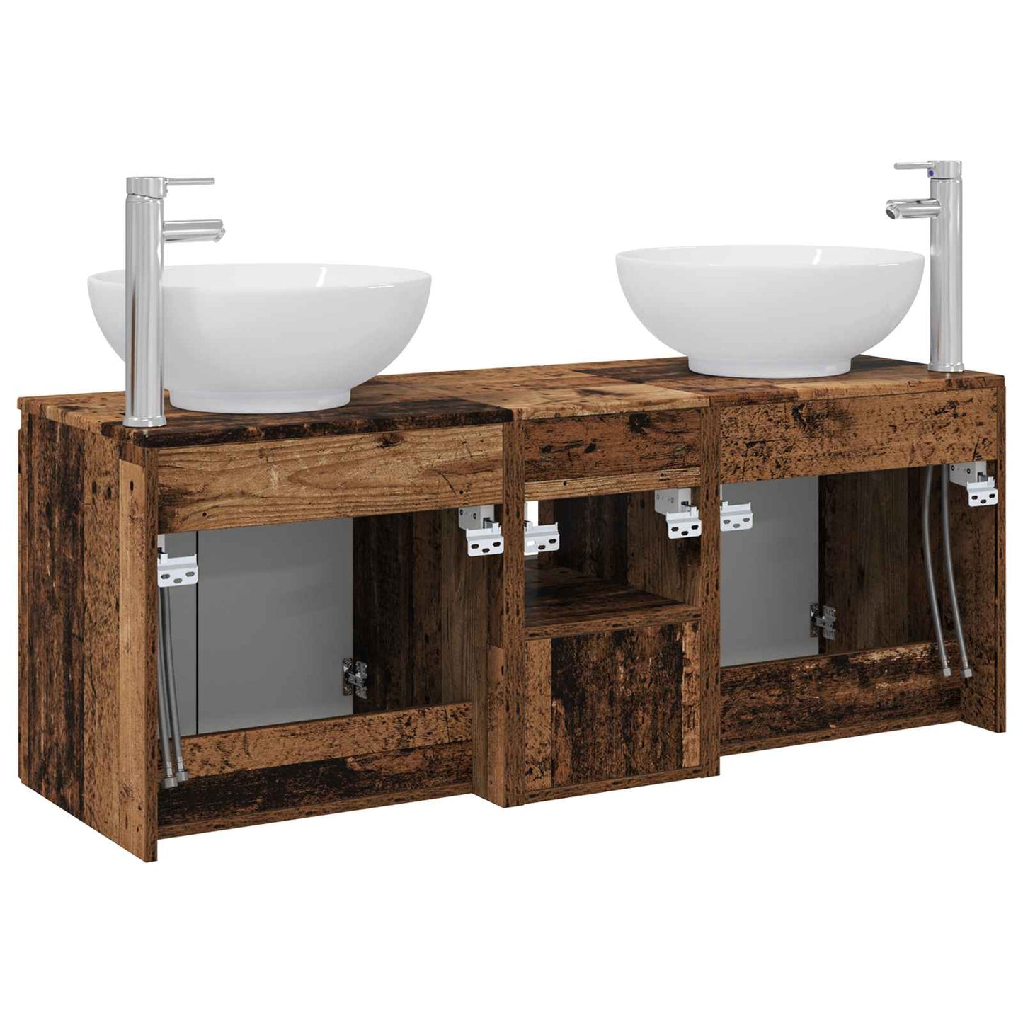Bathroom Cabinet Set 3 pcs Old Wood 49.5 x 44.5 x 65 cm