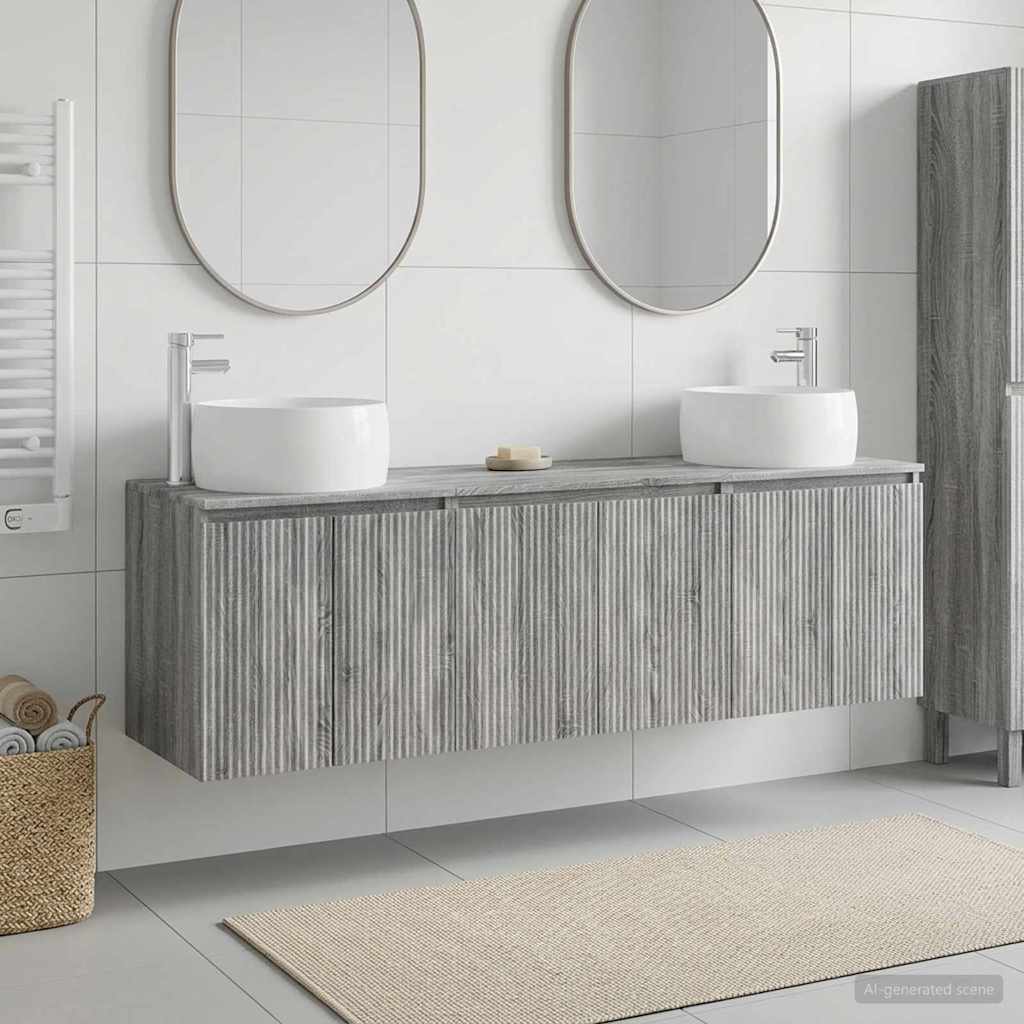 Bathroom Cabinet Set 3 pcs Grey Sonoma 49.5 x 44.5 x 66 cm