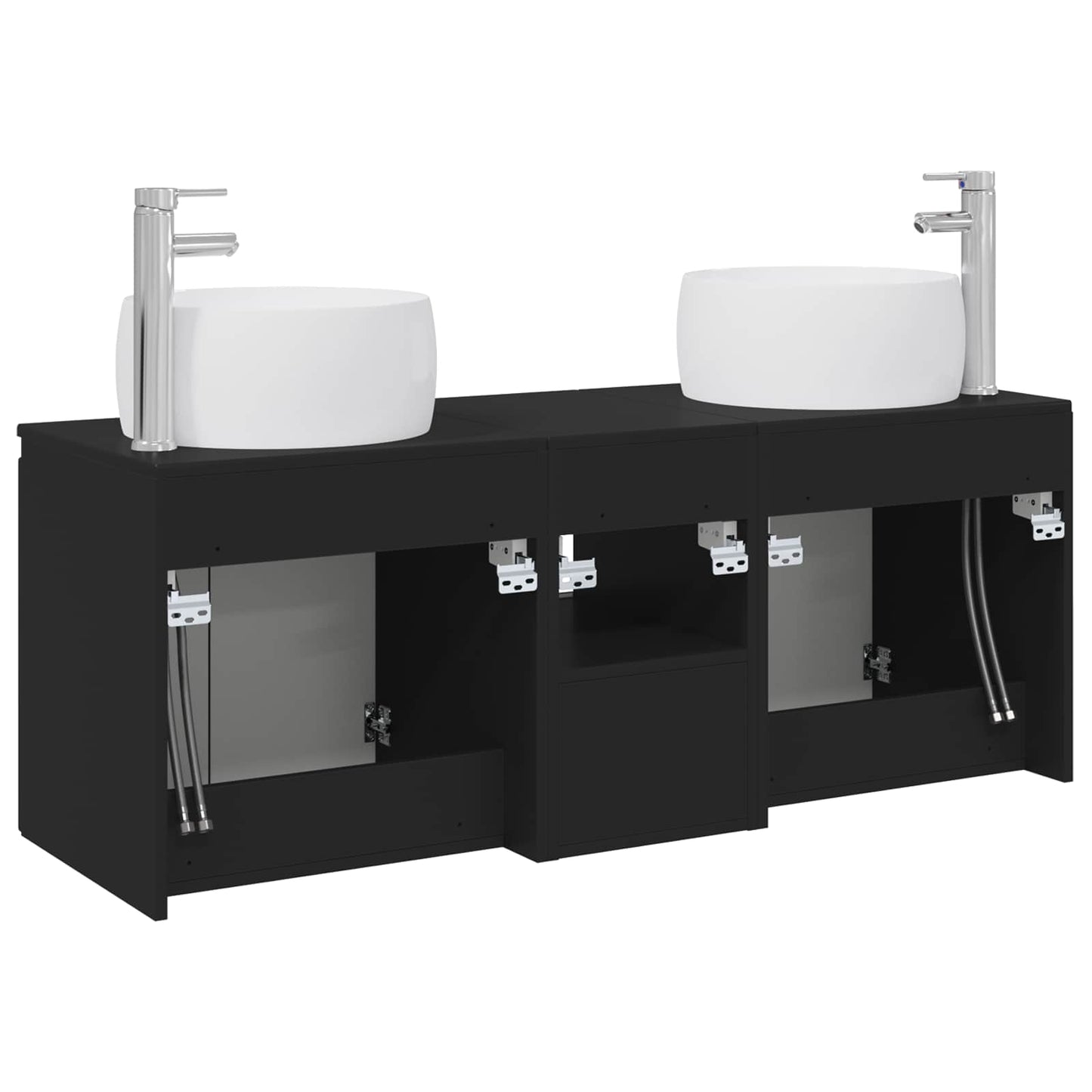 Bathroom Cabinet Set 3 pcs Black 49.5 x 44.5 x 66 cm