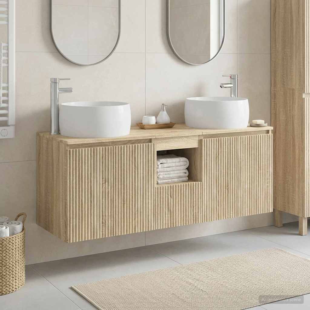 Bathroom Cabinet Set 3 pcs Sonoma Oak 49.5 x 44.5 x 66 cm