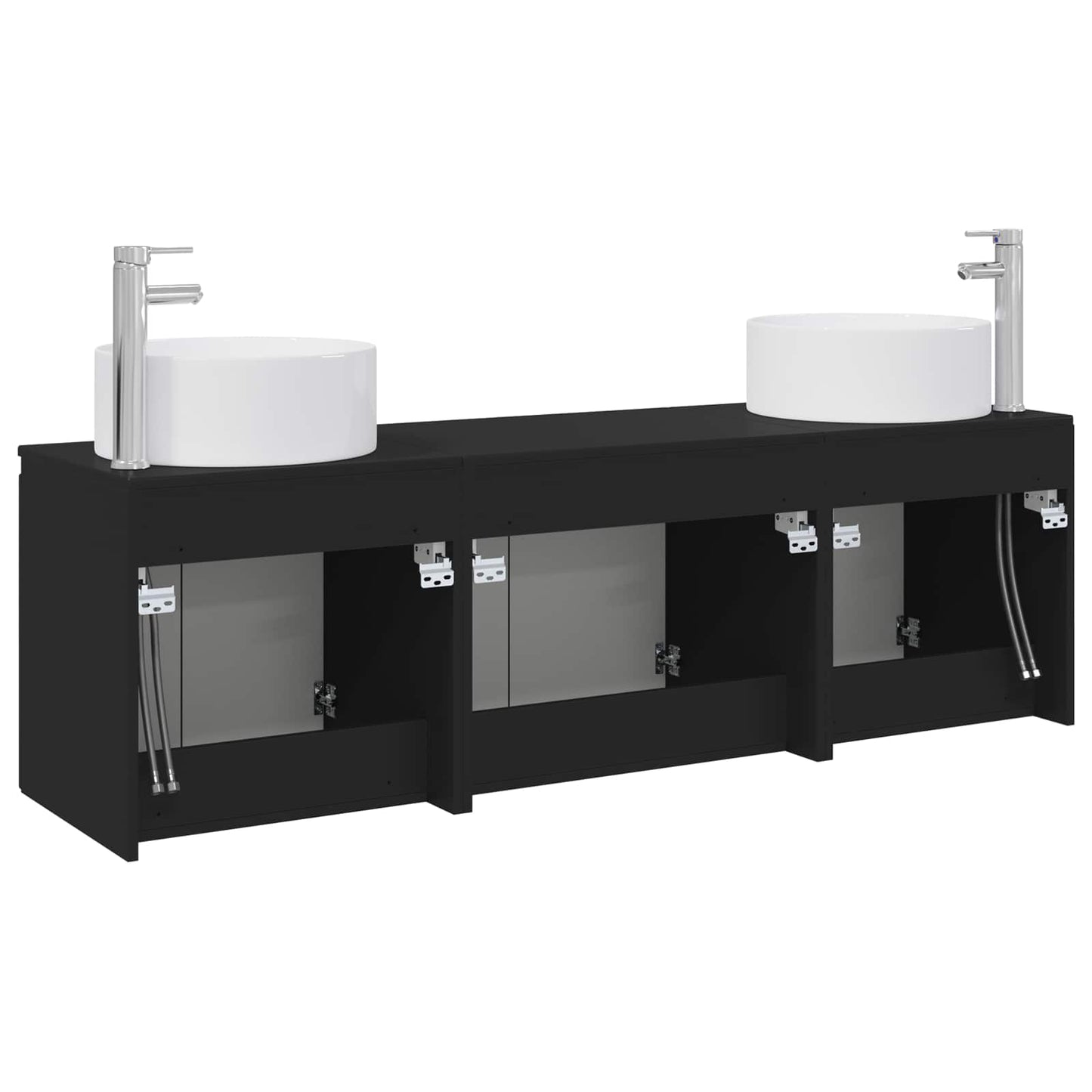 Bathroom Cabinet Set 3 pcs Black 49.5 x 44.5 x 65.5 cm