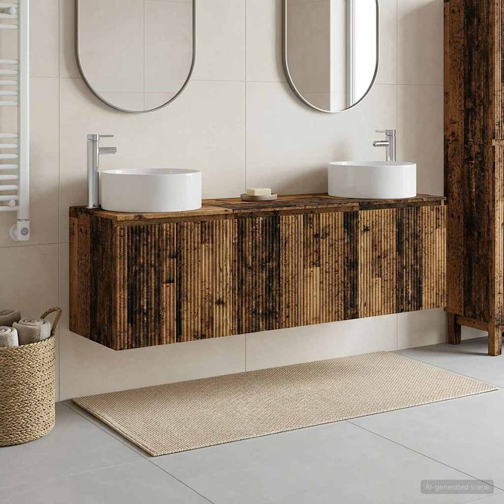 Bathroom Cabinet Set 3 pcs Old Wood 49.5 x 44.5 x 65.5 cm