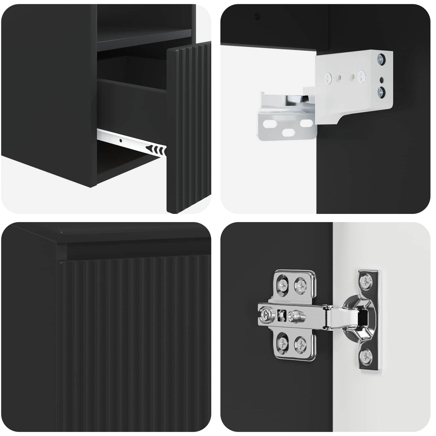 Bathroom Cabinet Set 3 pcs Black 49.5 x 44.5 x 65.5 cm