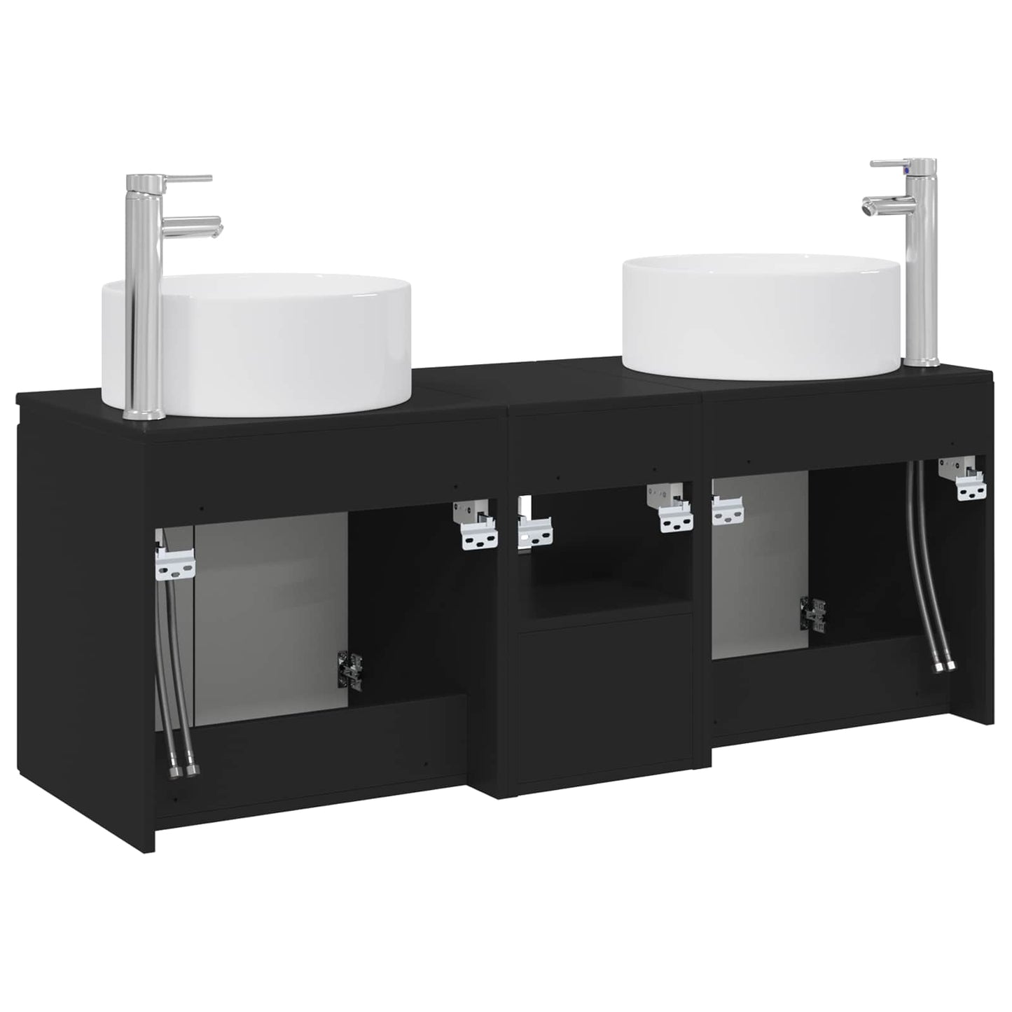Bathroom Cabinet Set 3 pcs Black 49.5 x 44.5 x 65.5 cm