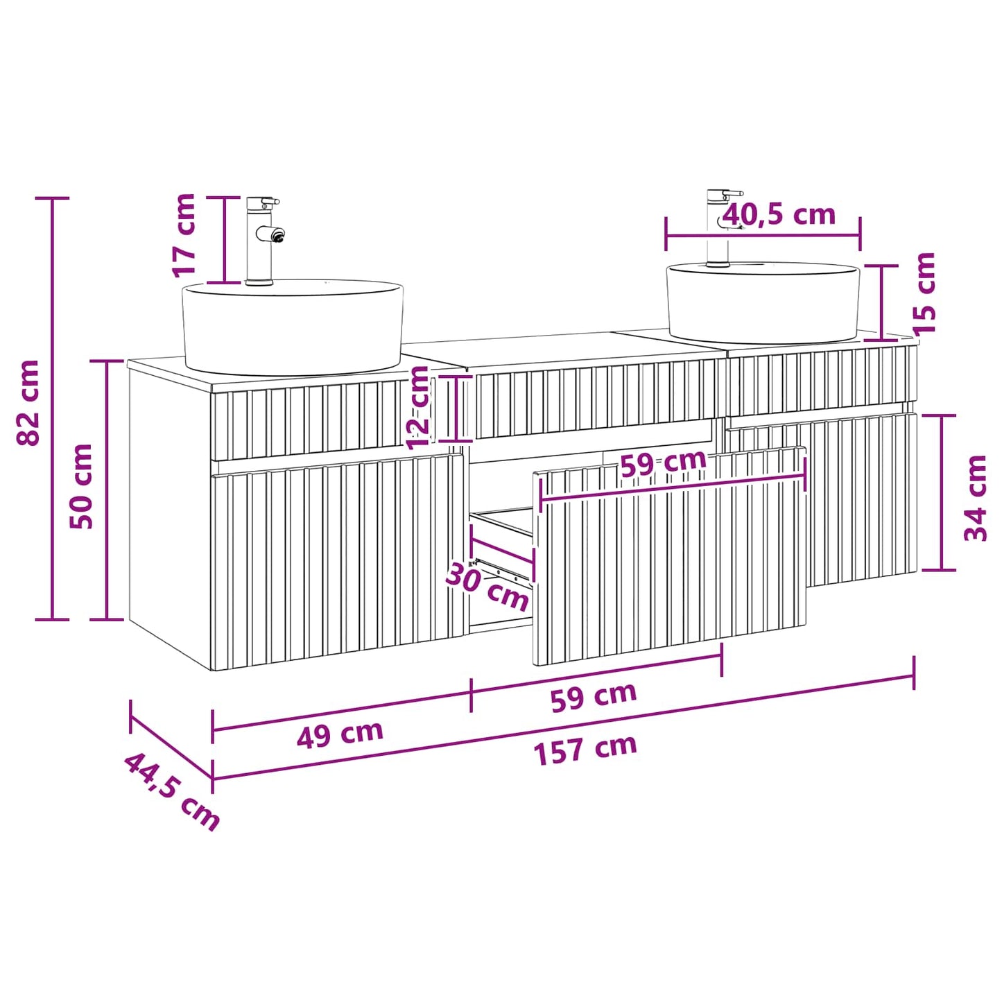 Bathroom Cabinet Set 3 pcs White 49 x 44.5 x 65 cm