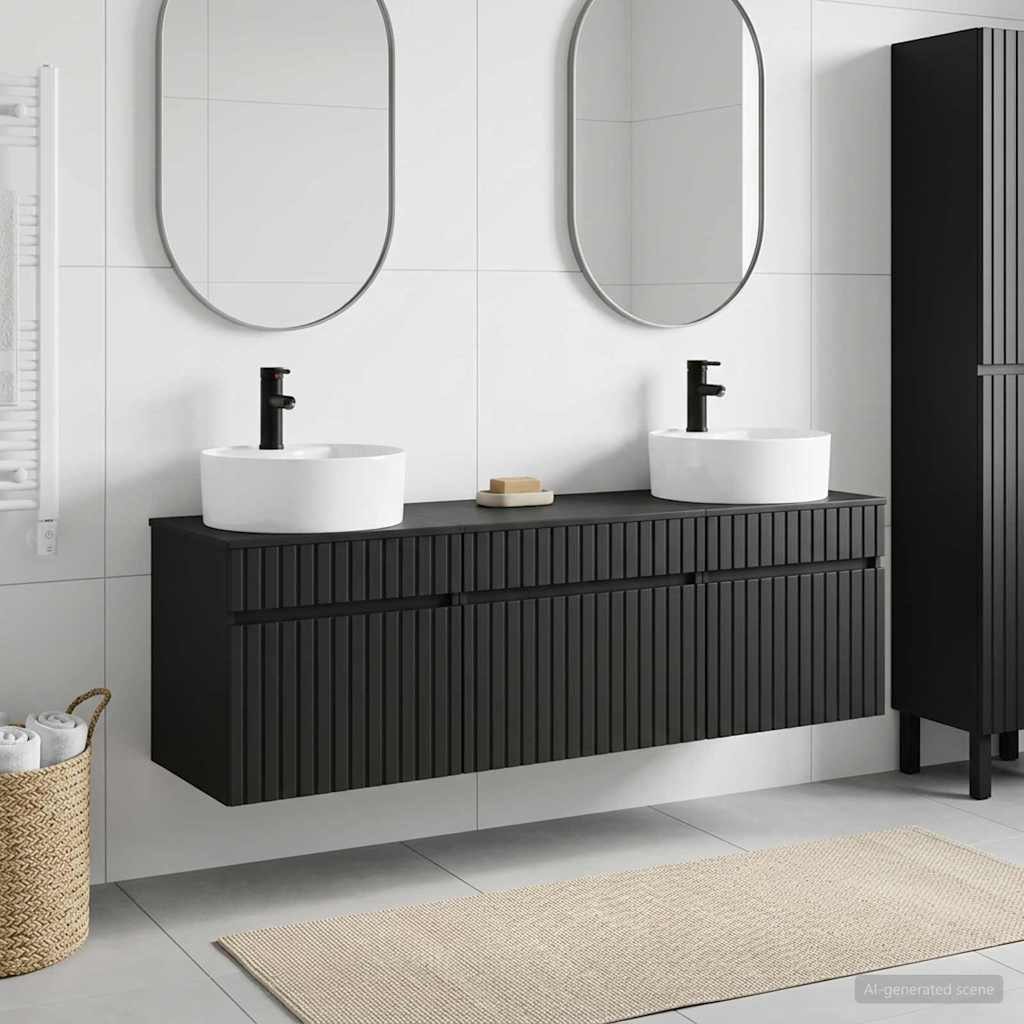 Bathroom Cabinet Set 3 pcs Black 49 x 44.5 x 65 cm