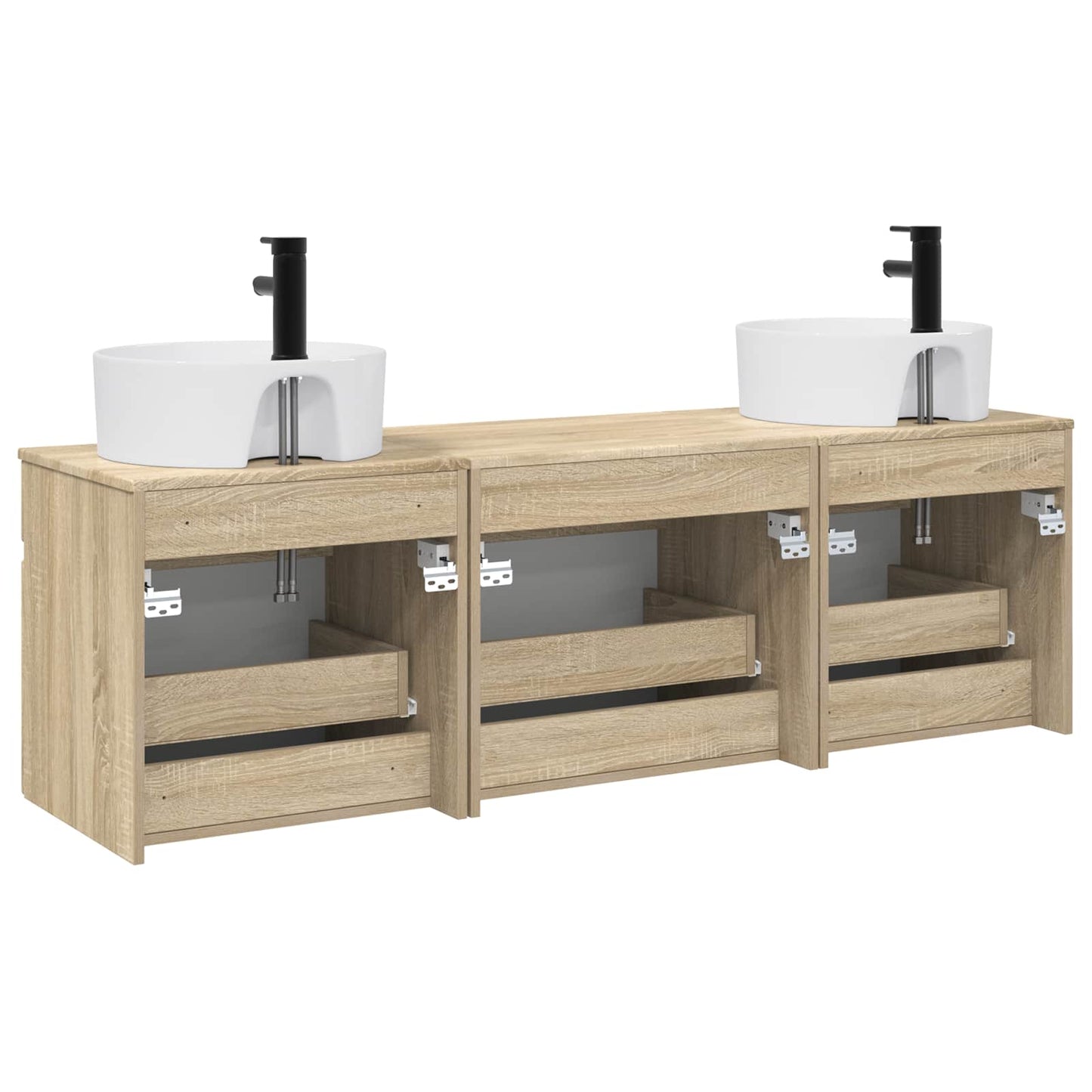 Bathroom Cabinet Set 3 pcs Sonoma Oak 49 x 44.5 x 65 cm