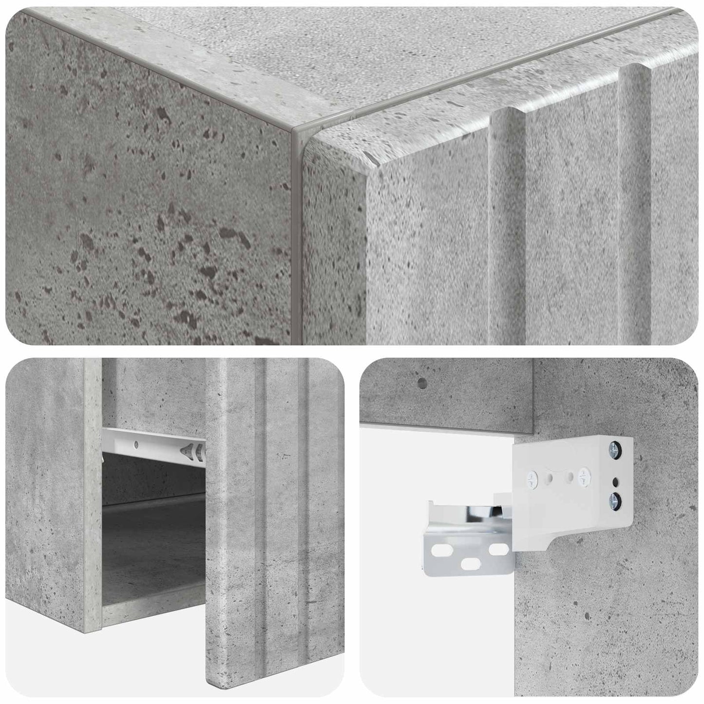 Bathroom Cabinet Set 3 pcs Concrete Grey 49 x 44.5 x 65 cm