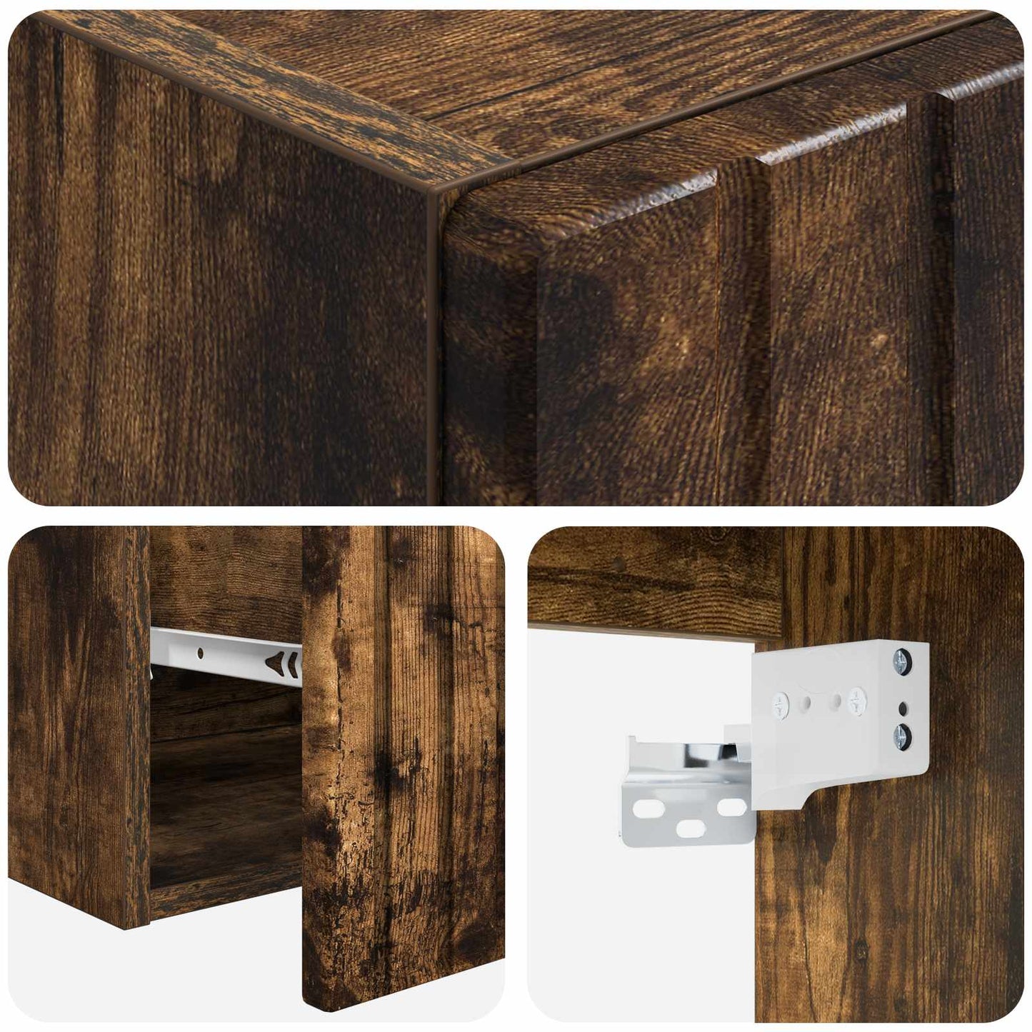 Bathroom Cabinet Set 3 pcs Smoked Oak 49 x 44.5 x 65 cm