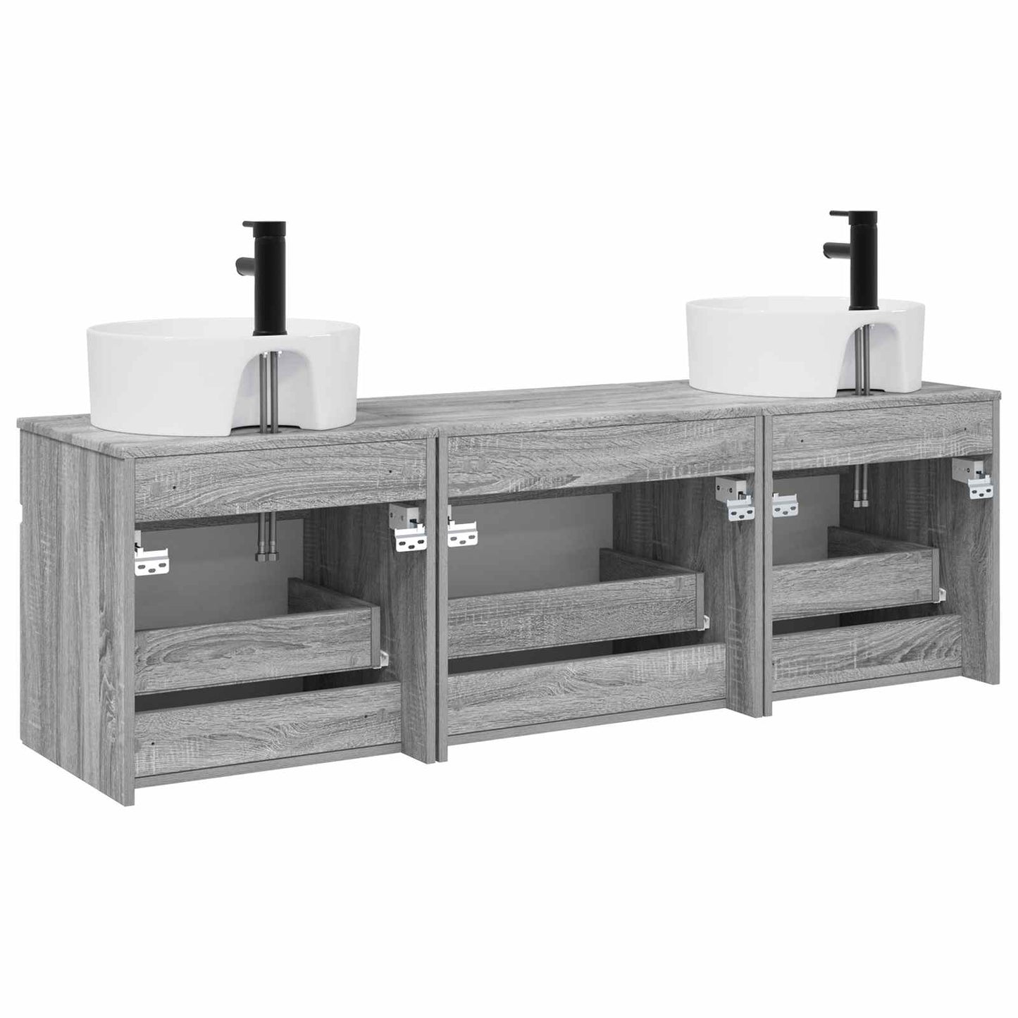 Bathroom Cabinet Set 3 pcs Grey Sonoma 49 x 44.5 x 65 cm