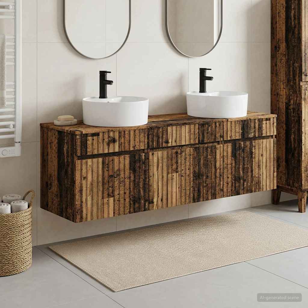 Bathroom Cabinet Set 3 pcs Old Wood 49 x 44.5 x 65 cm