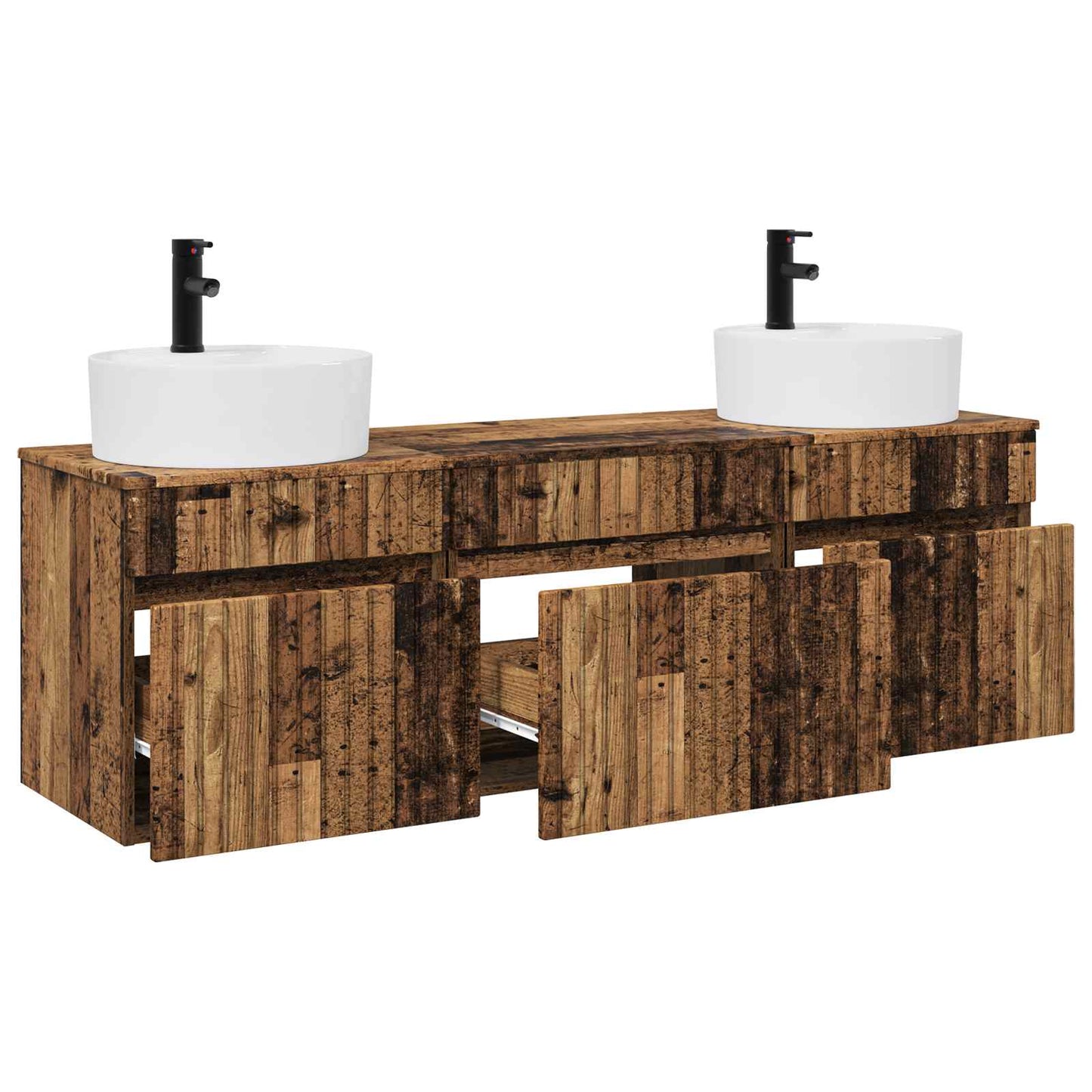 Bathroom Cabinet Set 3 pcs Old Wood 49 x 44.5 x 65 cm