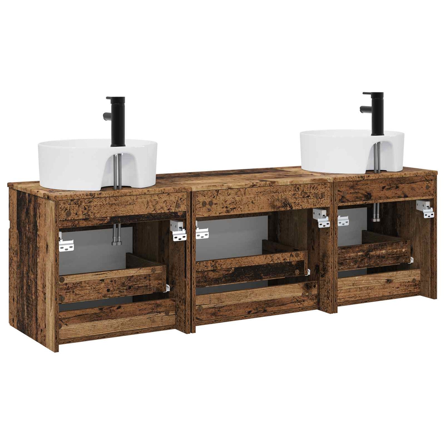 Bathroom Cabinet Set 3 pcs Old Wood 49 x 44.5 x 65 cm