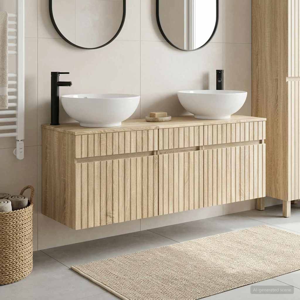 Bathroom Cabinet Set 3 pcs Sonoma Oak 49 x 44.5 x 66.5 cm