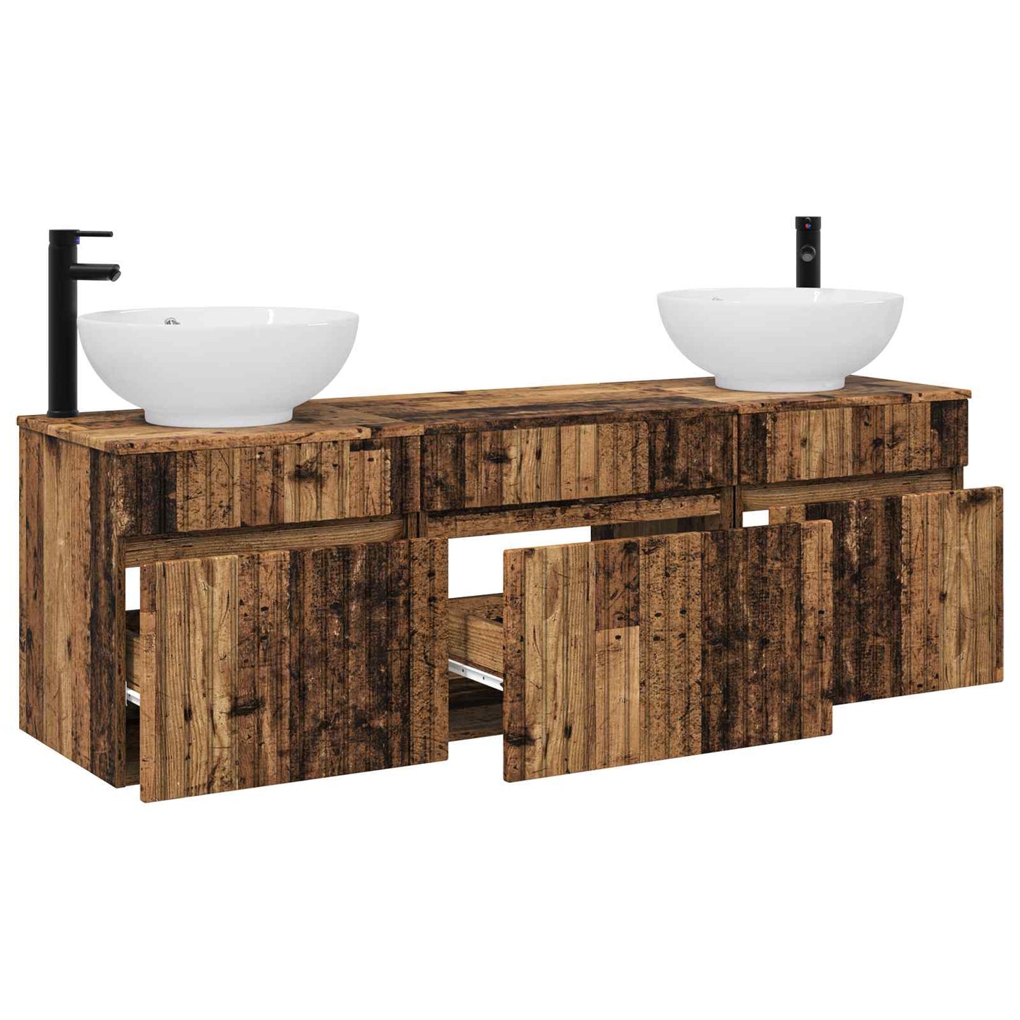 Bathroom Cabinet Set 3 pcs Old Wood 49 x 44.5 x 66.5 cm