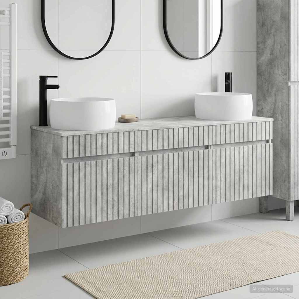 Bathroom Cabinet Set 3 pcs Concrete Grey 49 x 44.5 x 66 cm