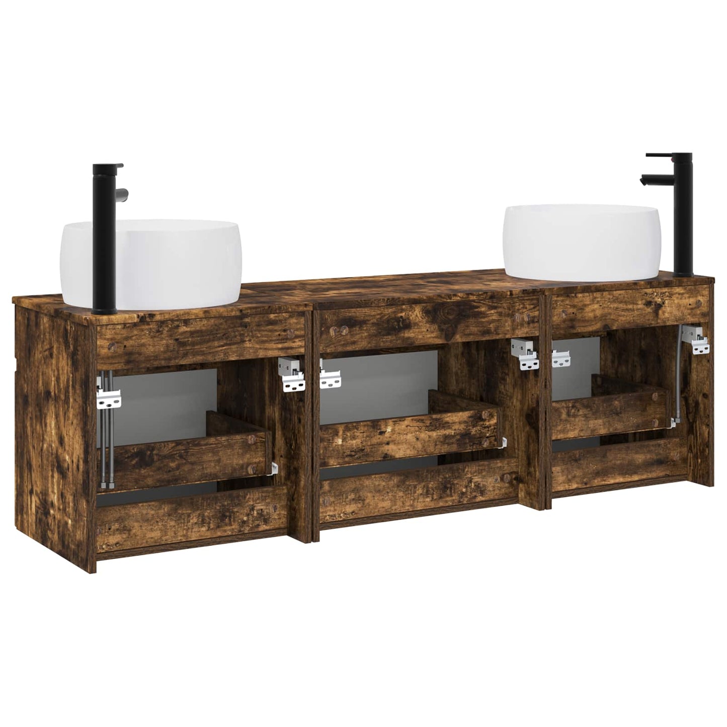 Bathroom Cabinet Set 3 pcs Smoked Oak 49 x 44.5 x 66 cm