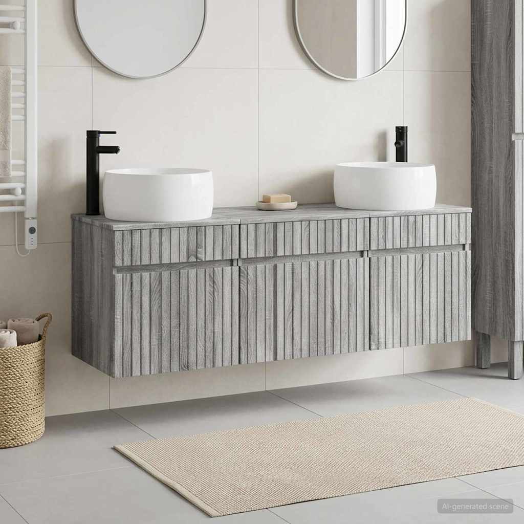 Bathroom Cabinet Set 3 pcs Grey Sonoma 49 x 44.5 x 66 cm