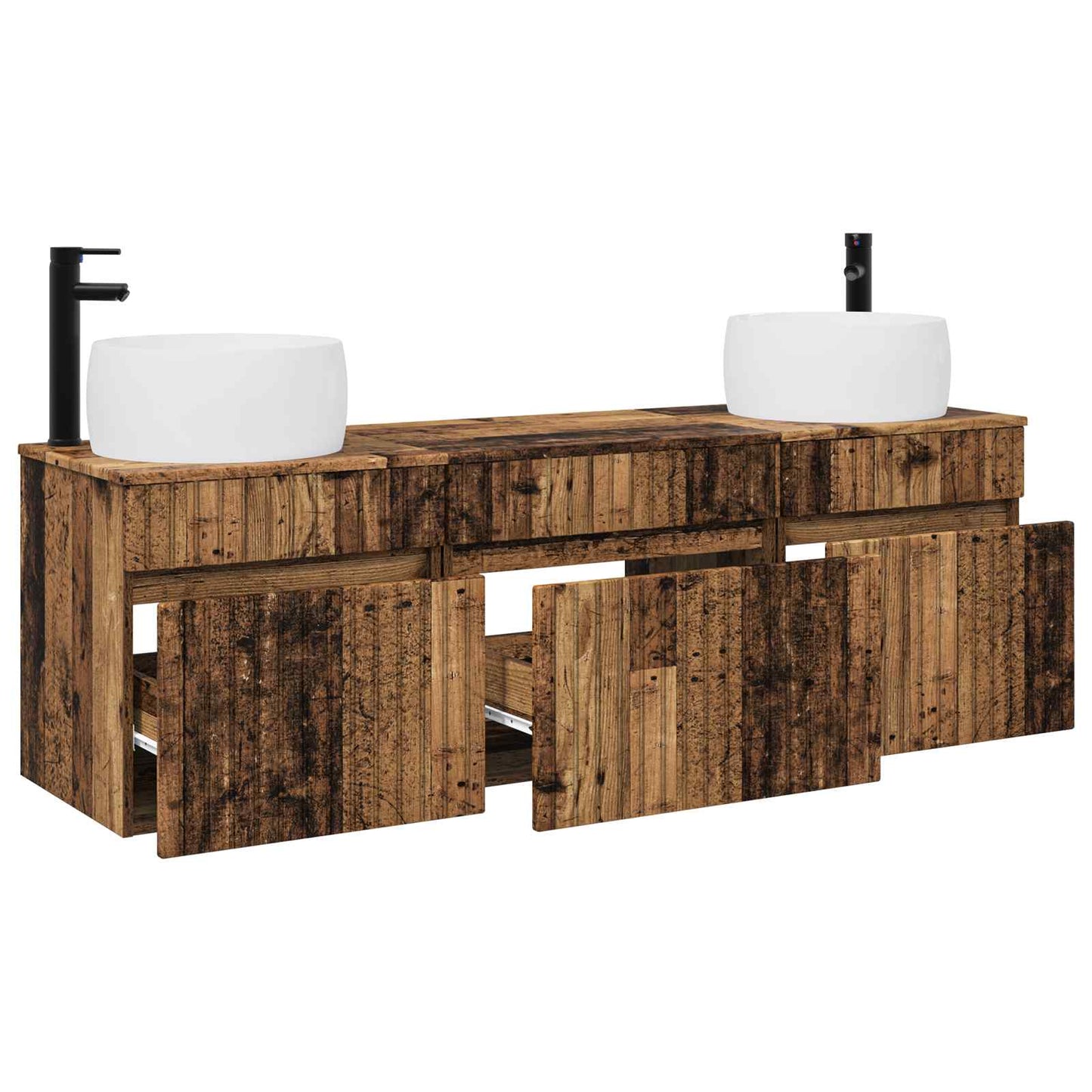 Bathroom Cabinet Set 3 pcs Old Wood 49 x 44.5 x 66 cm